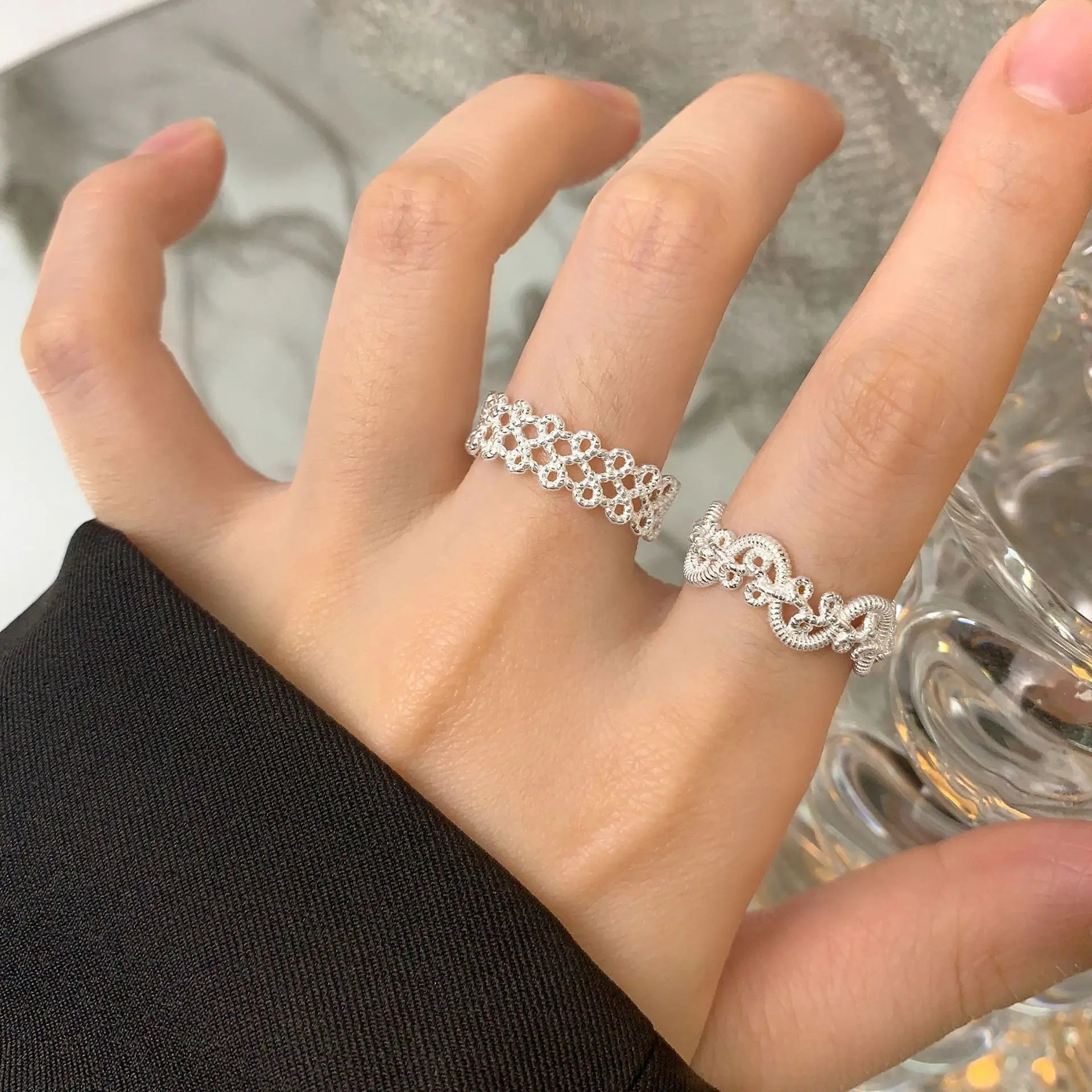 Vianrla S925 Sterling Silver Cross Open Adjustable Hot Selling Ring Jewelry for Party Gift