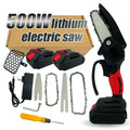 L 4+6 Inch Mini Electronic Chainsaw Cordless with 2 Battery One-Hand Handheld Chain Saw for Tree Pruning Shears