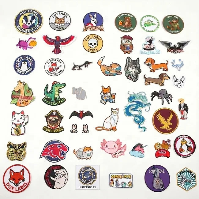 OEM Embroidery Badges Design Custom Cute Animal Cartoon Logo Patches Embroidered for Clothing