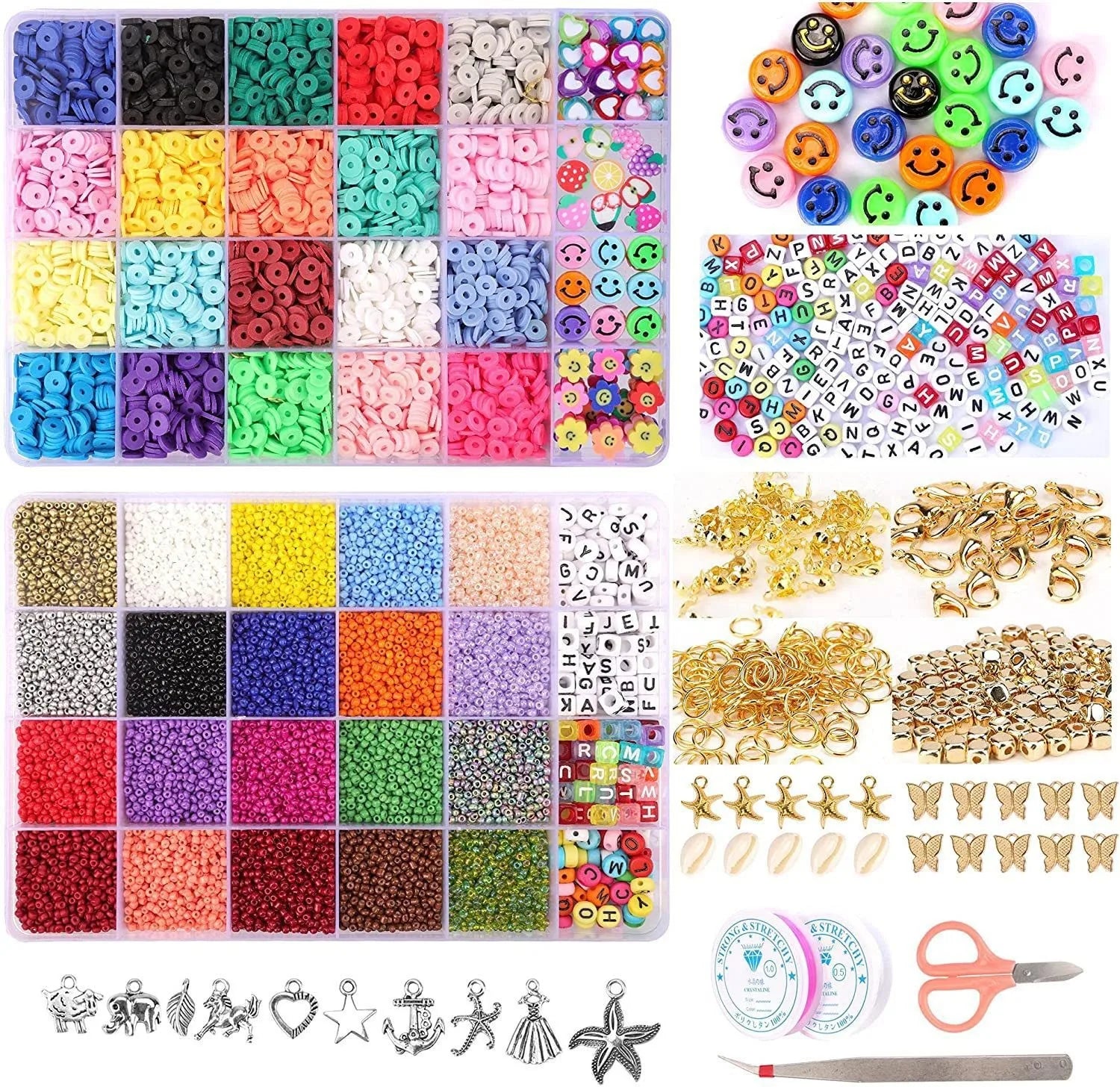 Jibaizhao 2024 Hot Selling 24 Color Ceramic Clay Porcelain Round Mixed Color Seed Beads DIY Bracelet Necklace Handmade Set Box