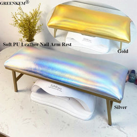 Wholesale Soft PU Leather Nail Arm Rest Professional Manicure Pedicure Tools Silver Gold Nail Hand Pillow for Nail Salon Beauty