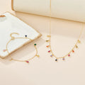 Rainbow Colorful CZ Diamond Charm Summer 925 Sterling Silver Necklace Bracelet Jewelry Women