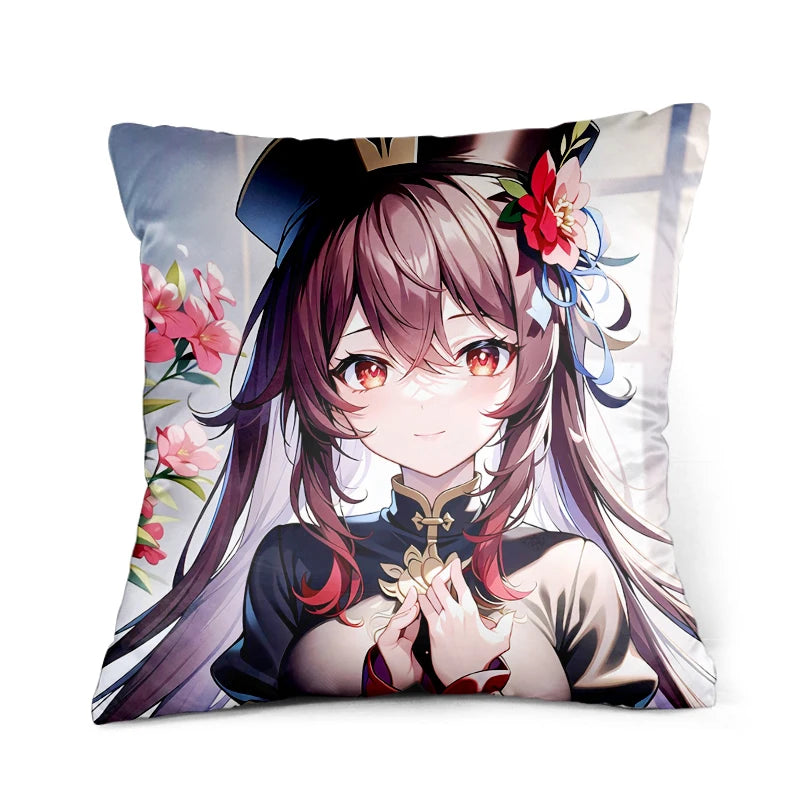 Genshin Impact One Piece Pillowcase Cartoon Pattern Anime Pillow Case 45*45CM 50*50CM  Custom NO MOQ Design Factory Delivery