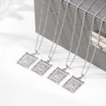 Rinhoo Stainless Steel 26 Letter Necklace for Women Square Capital Monogram Necklace Alhpabets From A-Z Figaro Chain Necklace