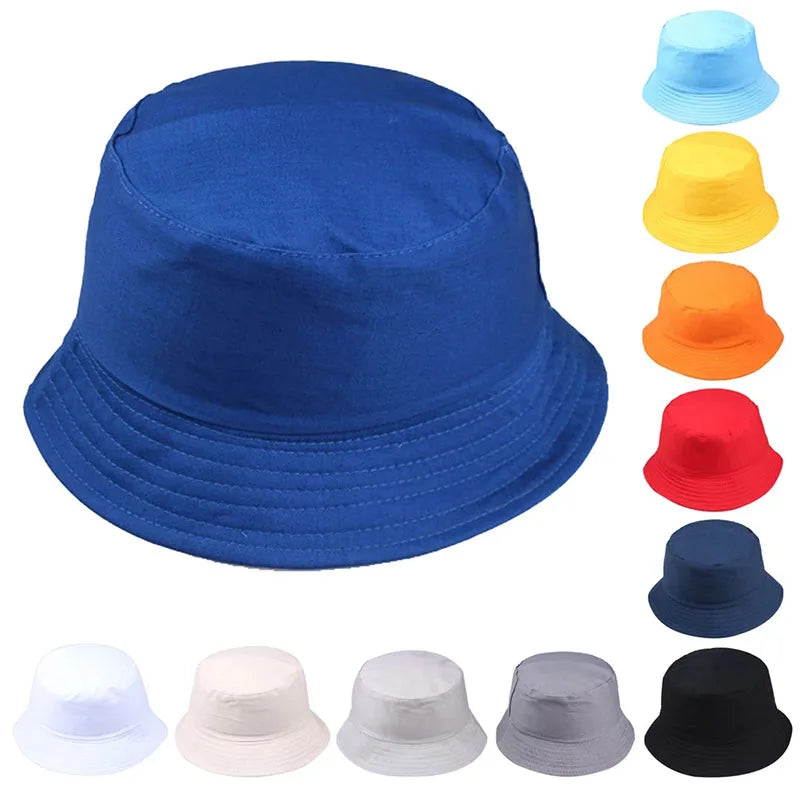 Wholesale Unisex 100% Cotton Sun Bucket Hats Reversible Solid Color Quick Shipping Stock Available