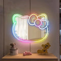 Winbo Personalized Neon Light Wavy Dreamcolor Vanity Mirror with Led Lights for Bedroom Party Decor Wall Mounted Neon Mirror