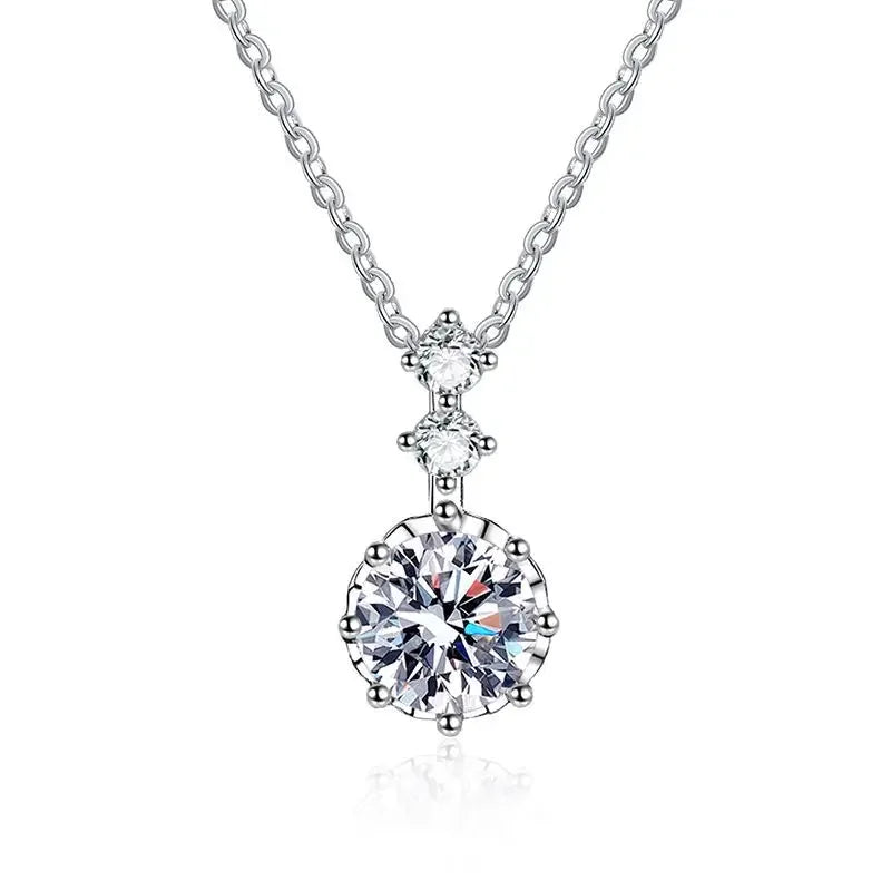 Luxury 1-Carat Moissanite Pendant Necklace for Ladies S925 Sterling Silver Eight Claw Parties Elegant Parties Accessory