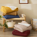 DWY Soft Waffle Solid Thick Sherpa 100% Cotton Knitted Throw Blanket for Adults Bed Sofa