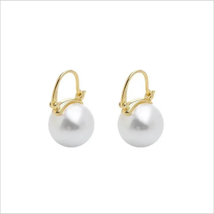 Newest S925 Sterling Silver Earrings with Freshwater Pearl AAA 9-10mm Round Edison Pearl for Wedding and Parties