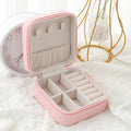 Portable Pink PU Leather Storage Ring Bracelet Earring Necklace Organizer Case Boxes