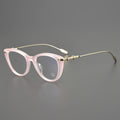 Beautiful Y2K Cat Eye Optical Light Glasses Fashion Frames with Leopard Print Pink Gold Titanium Acetate-Made in China Eye Logo
