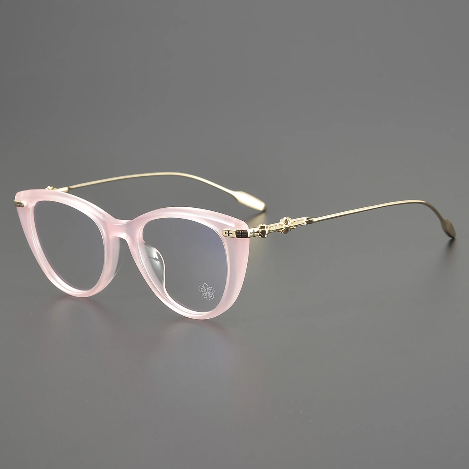 Beautiful Y2K Cat Eye Optical Light Glasses Fashion Frames with Leopard Print Pink Gold Titanium Acetate-Made in China Eye Logo