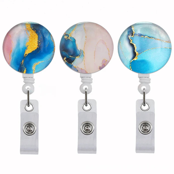 New Cute Crystal Marble Work I d Holder Badge Reels Alligator Clip Bulk