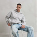 Heather Gray Winter Men's Hooded Oversize Boxy Fit Sweatshirt CITYSIGHTSEEING 3D Embroidery Solid Acid Washed