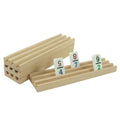 Wholesale Custom Set of 4pcs Wood Domino Rack Trays Set with Beech Material for Domino Game Playing