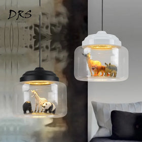 Nordic Led Pendant Lights Minimalist Creative Bedroom Dining Room Lamp Clothes Shop Cafe Bar Decor Glass Animal Model Hanglamp