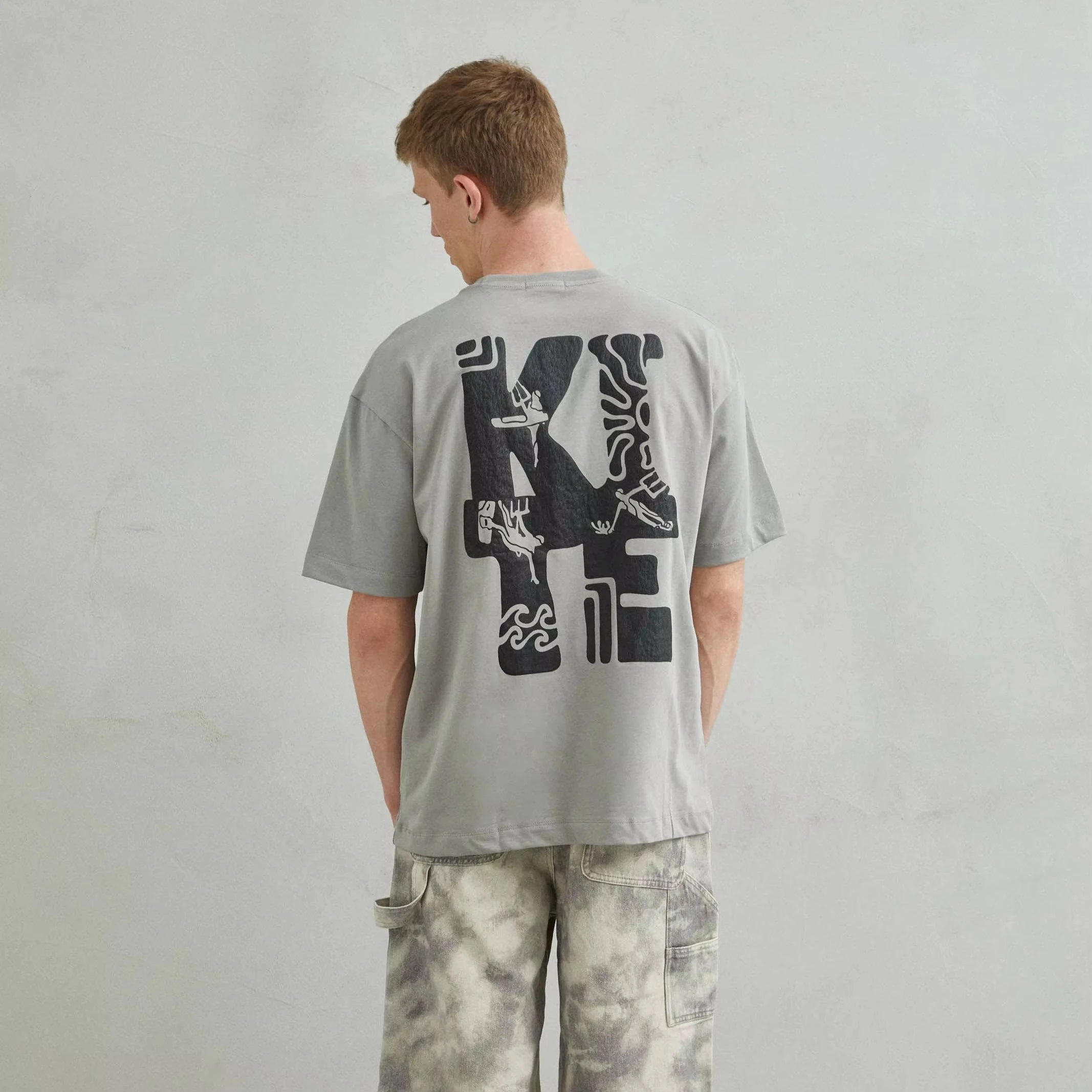 Unisex Oversize Gris Formal T-Shirt with Character Design 300 Grams Short Sleeve for Men Camiseta T-shirt Camiseta