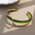Handmade Women's Resin Wave Bracelet Real Gold Electroplated Trendy Luxury High-End Fashion Bangles Niche Personality