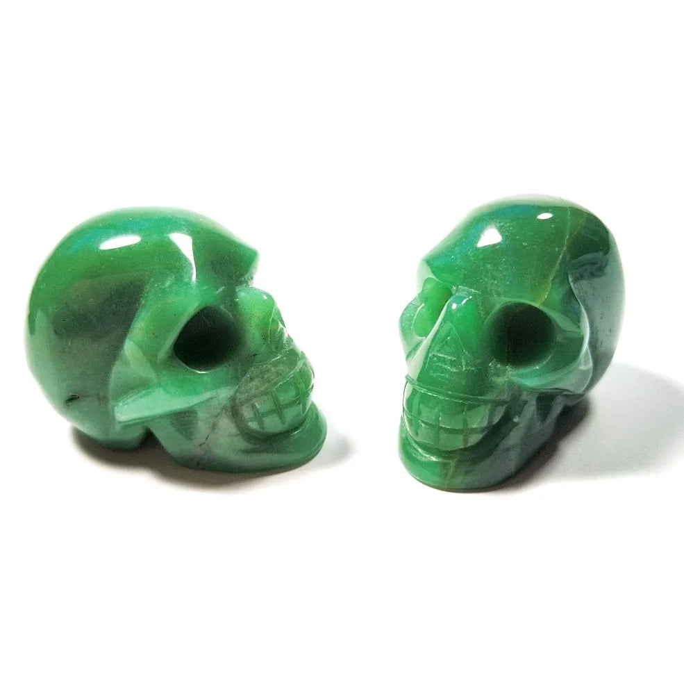 Huiying Green Aventurine 2 Inch Vivid Carved Natural Healing Stone Skulls for Home Decor Crafts