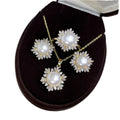 New Arrival Snowflake Cubic Zircon Freshwater Pearl Jewelry Set Wedding High Quality Pearl Necklace Earrings Set