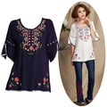 Womens Traditional Ukrainian Embroidered Blouses Ethnic Wear Cotton Linen Mexican Boho Tops Bohemian Tunic Floral Shirt