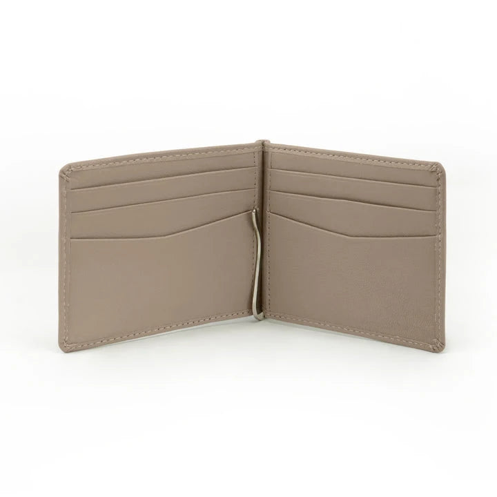 Minimalist Slim Money Clip Wallet RFID Blocking Genuine Leather Wallet Card Holder with Custom Logo