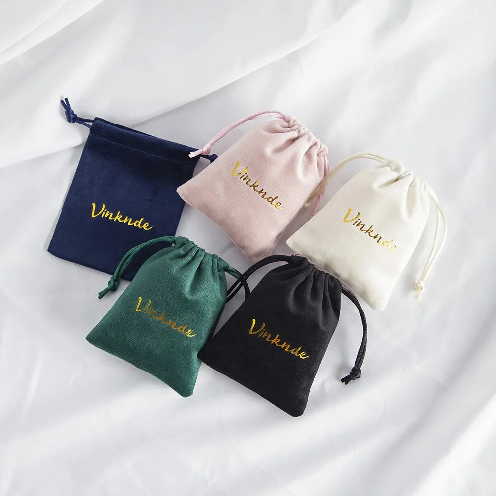8x10 cm Small Soft Velvet Jewelry Packaging Pouch Bag Customize Makeup Jewellery Pouch Drawstring Stud Earrings Holder