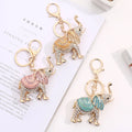 Fashion Elephant Key Holder Chains Whole Enamel Colorful Crystal Bag Pendant Keyrings KeyChains for Women