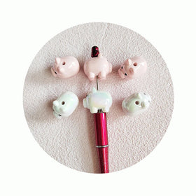 100pcs AB Loose Acrylic Beads Plastic Pig Shaped Beads for Necklace DIY Pen Acrylic Animals Jewelry Accessories Keychain Charms
