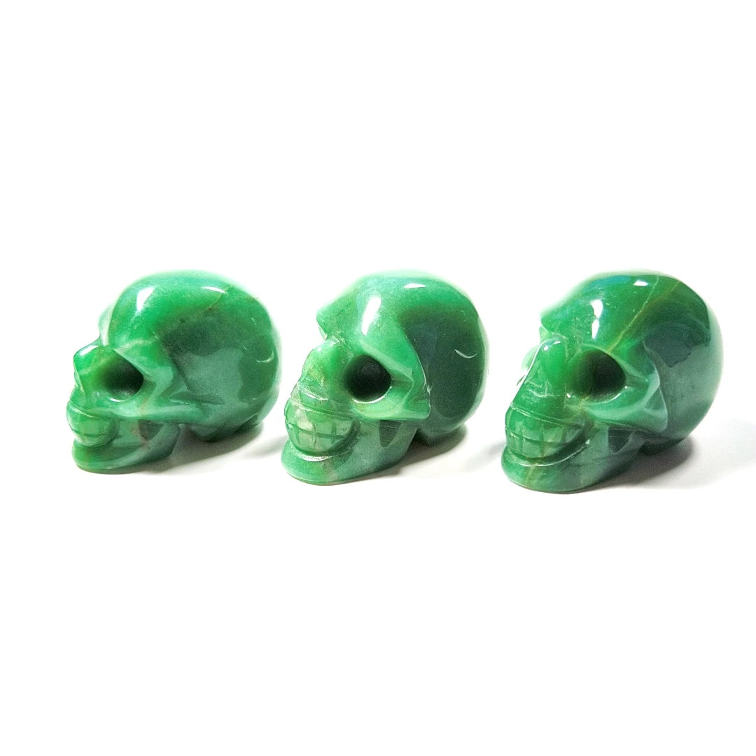 Huiying Natural Carved Stone 2 Inch Green Aventurine Stone Skulls Carving Crafts