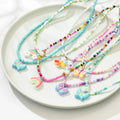 Japanese Style Dopamine Resin Jewelry Cute Colorful Bead Necklace Cartoon Butterfly Rainbow Pendant Necklace Gifts for Women