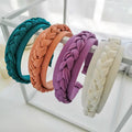 Fashion Solid Color Braid Wide Hairband  Korean Fabric Wide Twist Hair Hoop Customized Wash Face Hair Bands for Women