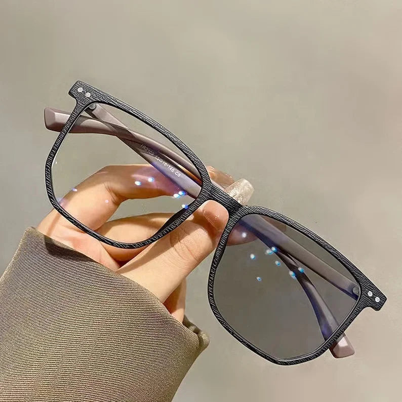 Photochromic Anti Blue Light Lenses Big square Black Brown Wood Texture Lunettes Photo Grey 2024 Women Men 2026 Glasses