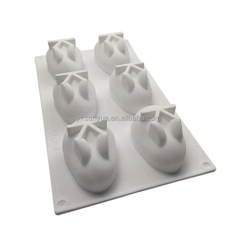 Top Sell  6 Holes Silicone Cake Mold  Rabbit Shape Silicone 3D Rabbit Mousse Baking Pan Soap Mold Pudding Bakeware