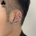 VAF Streamlined Hollow Unisex Ear-Cuffs Stainless Steel Hand Polished Finish Alien Appearance Gestrafft Ohrstulpe