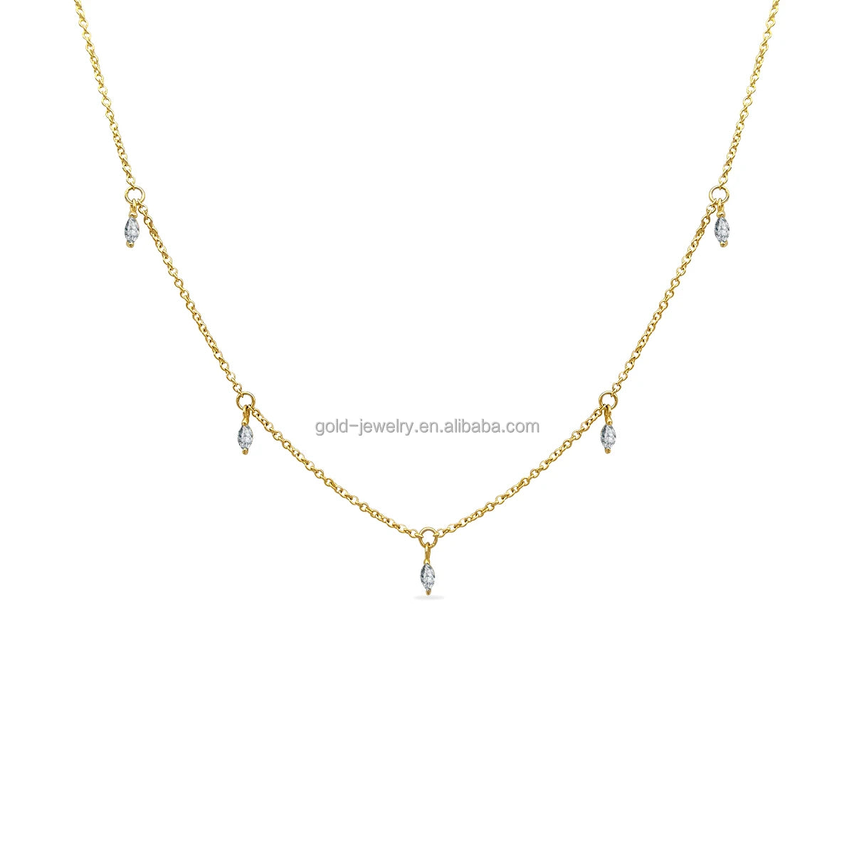 14K Real Yellow Gold Necklace Moissanite Diamond Choker Necklace Women Fine Jewelry