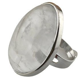 New Round Shape Crystal Gemstone Rings for Women Girls Fashion Trendy Jewelry Adjustable Finger Rings