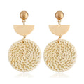 Hot Sale Bohemian Summer Beach Accessories Ethnic Handmade Jewelry Exaggerated Retro Rattan Geometric Earrings Gifts for Women
