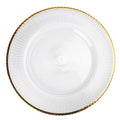 Wholesale Tableware Wedding Glass Charger Plates With Golden Rim