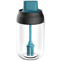 Kitchen Glass Box Spoon Cover Integrated Seasoning Jar Multi-function Honey Bottle Transparent Seasoning Jar with Oil Brush
