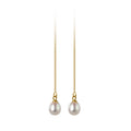 Fashion Jewelry 925 Sterling Silver Long Earrings Natural Pearl Long Chain Tassel Gold Plated Stud Earrings Ear Line for Women