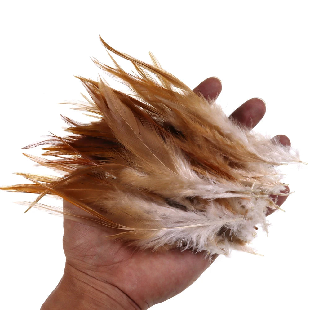 Fly Tying Natural Chicken/Rooster Saddle Hackle Cock Feathers for Streamer&Woolly Bugger Flies Feather Material