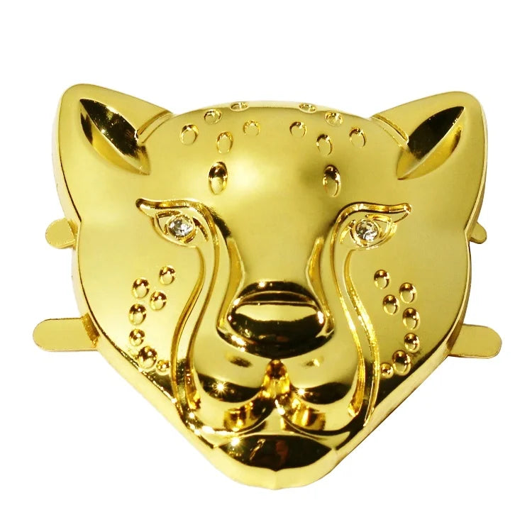 Luxury Handbags logo Hardware Making Gold Plated Embossed lion Head Metal Label Plates for Leather Suitcase
