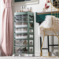 Home Use Big Clear Plastic Makeup Brush Cosmetic Organizer Storage Box Drawer with Wheels