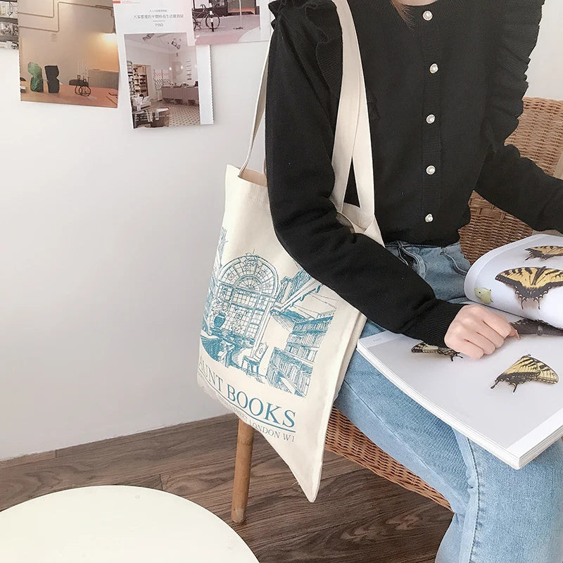 Organic Cotton Tote Bag Custom Logo Folding Shopping Canvas Fabric Raw Pattern Tote Bag for Eco-Friendly Lifestyle