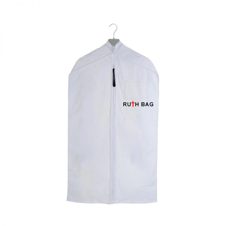 Ruthbag Fashionable White Washable Cotton Garment Storage Bag Zippers 10L Capacity Organdie Pocket Protects Evening Dresses