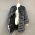Hot Sales Winter Real Fox Fur Parka Detachable Sleeve and Bottom With Zip Custom Fur Jacket Women Long Fur Coats