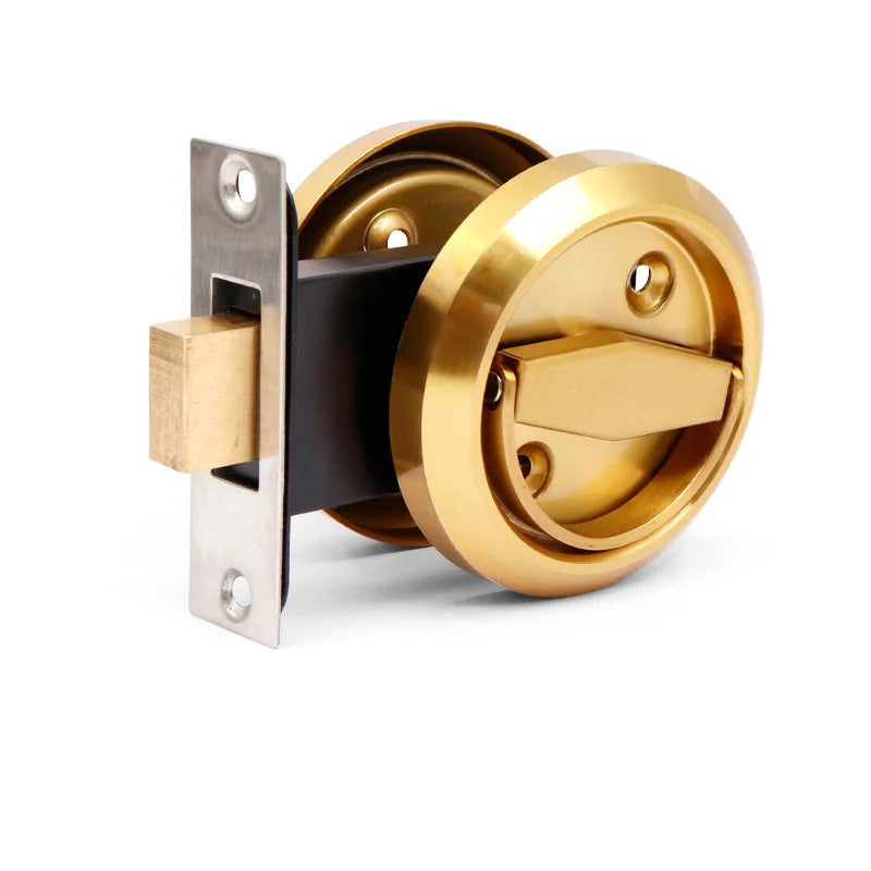Round Recessed Door Lock Stainless Steel 304 Hidden Cup Door Handle Furniture Pulls Latch Knob for Privacy Pocket Door