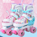 EACH Wholesale Professional-level Children's 4-Wheel Quad Roller Skates Adjustable Leather PVC Outsole Shoes for Outdoor Fun