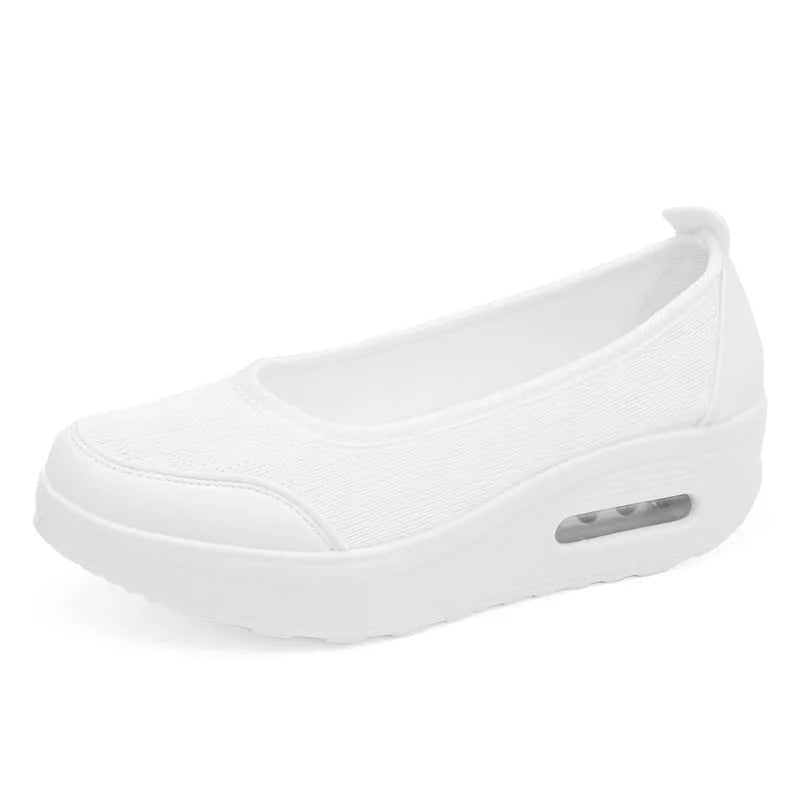 Women's Shallow Mouth Convenient Casual Shoes Thick Bottom Ladies Air Cushion Shoes Anti-slip Comfortable Ladies Sports Shoes